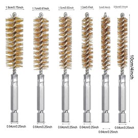 Supkeyer 6Pcs Stainless Steel Bore Brush Bristles Wire Brush Wire Tube Cleaning Brush Washing Polishing Tools with 1/4 inch Hex Shank Handle for Power Drill Cleaning Impact Driver (Copper)
