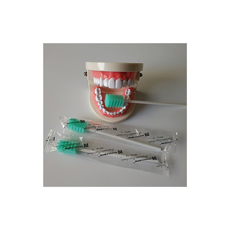 Munkcare Disposable Oral Foam Tipped Swab Mouth Cleaning Swab, Green