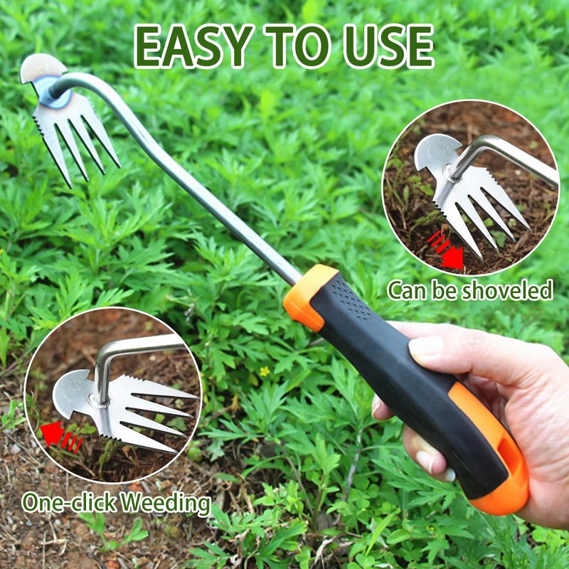 Gardena Garden Hand Weeder with Handle Rubber Handle, Premium Manganese
