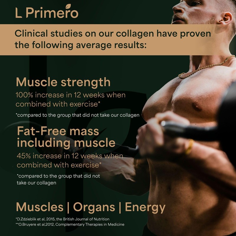 L Primero Collagen Peptides Powder 400g, Hydrolysed Unflavoured, Grass-Fed Bovine