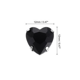 sourcing map 20Pcs Heart Sew on Rhinestone, 12x12mm Heart Crystal Glass Rhinestones Metal Flat Back Gems with Silver Prongs Setting for Crafts, DIY Jewelry, Clothes (Black)