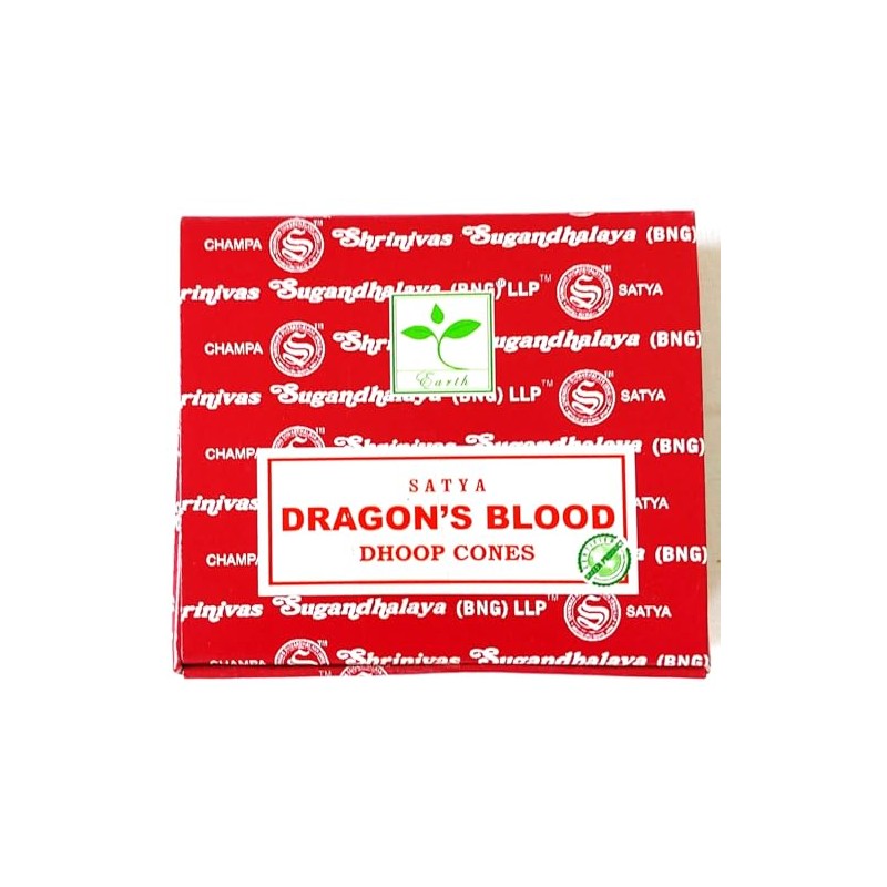 Satya Nag Champa Incense Cones, Dragons Blood Scent, One Pack