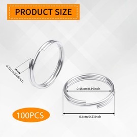 strrng 100 Pcs Silver Jump Rings, 6 mm Double Loops Open Split Rings, Metal Small Keyring Loop, Jump Ring for Jewelry Making, for Jewellery, Earrings, Necklaces, Bracelets and Crafts.