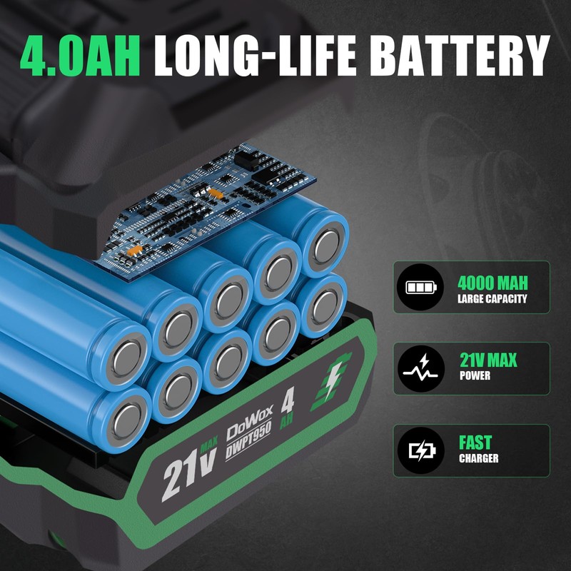 DOWOX 21V 4.0Ah Battery Pack, Compatible Cordless 400 Ft-lbs &