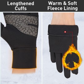 Arcweg Running Gloves Winter Thermal Anti-Slip Touchscreen Gloves Windproof Fleece Lining Gloves Men Women for Sports Walking Cycling Driving Riding Bike Black L/XL