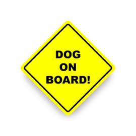 DOG ON BOARD WARNING SAFETY BUMPER STICKER Yellow Sign Car Vinyl vehicle