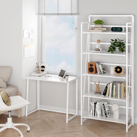 BHG No Assembly Folding Bookshelf for Living Room,Collapsible Book Shelf for Home Office, Portable Bookcase Storage Organizer Rack Shelves