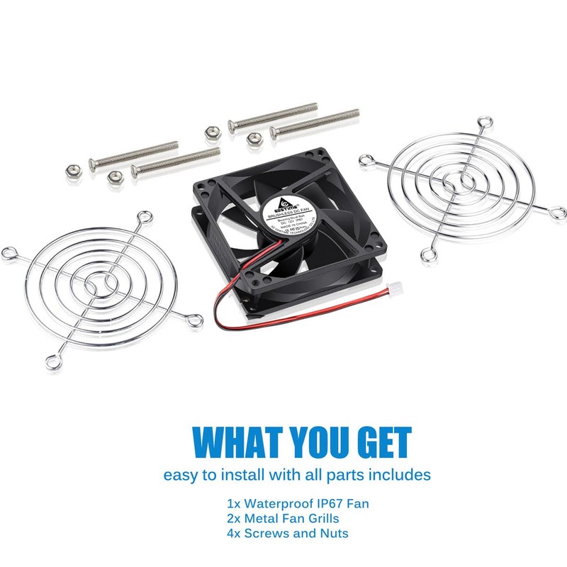 GDSTIME 80mm x 25mm 12V DC Waterproof IP67 Fan Dual