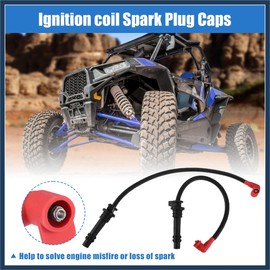 VekAuto 1set UTV Spark Plug Ignition Coil Wires No.4014296 for Polaris RZR 900 1000 XP RS1 Turbo for Polaris ACE 900 2018-2020 Ignition Coil Spark Plug Caps for Plug Power/Magnetic Side