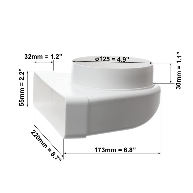 Diameter 125 mm - 220 x 55 mm deflection piece