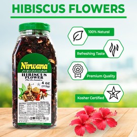 Premium Dried Hibiscus Flowers – Whole Flower Petals for Herbal Infusions, Loose Leaf Blends, and Culinary Use – Great with Dandelion Root, Raspberry Leaf, and More 4 oz Jar