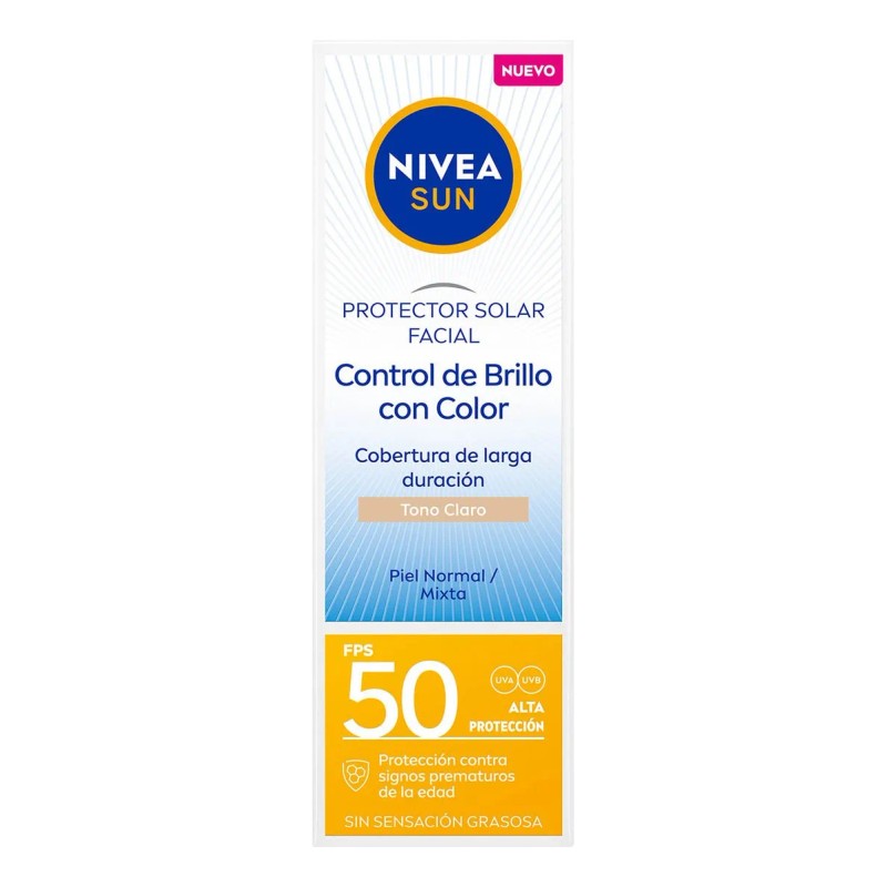 Protector Solar Facial Nivea Sun Control Brillo Tono Claro Cobertura