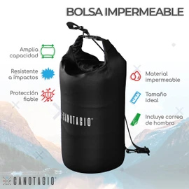 Canotagio Bolsa Impermeable. Mochila a Prueba de Agua para Senderismo y Deportes Acuáticos. Bolsa Seca Disponible en 5, 10, 20 y 30 Litros. Dry Bag. Waterproof Bag Backpack (Negro, 10 Lts)