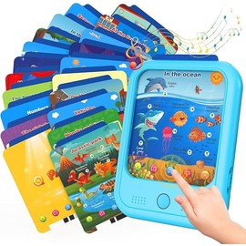 Kids Learning Tablet Educational Learning Pad for Toddlers 2-5 to Learn Alphabets, Numbers, Foods, Time, Music, Vehicles,Jurassic Park, Tablet Toy for Toddlers Ages 2 3 4 5 6 Years Old（4 AAA batteries required）:_Upgrade Version（40 lesson pages blue）