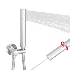 KATAIS Chrome Handheld Shower Head Brass 2 In 1 Function High Pressure Hand Shower Wand 7 Inch Hand Held Shower Head High Flow Shower Head Sprayer with 59 Inch Hose, Bracket