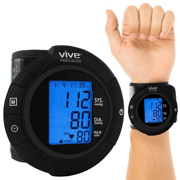 Vive Precision Smart Wrist Blood Pressure Monitor - Digital Automatic Accurate BP Cuff Machine for Irregular Heartbeat & Heart Rate Detection at Home - Portable Wireless Display for Adults, Pregnancy