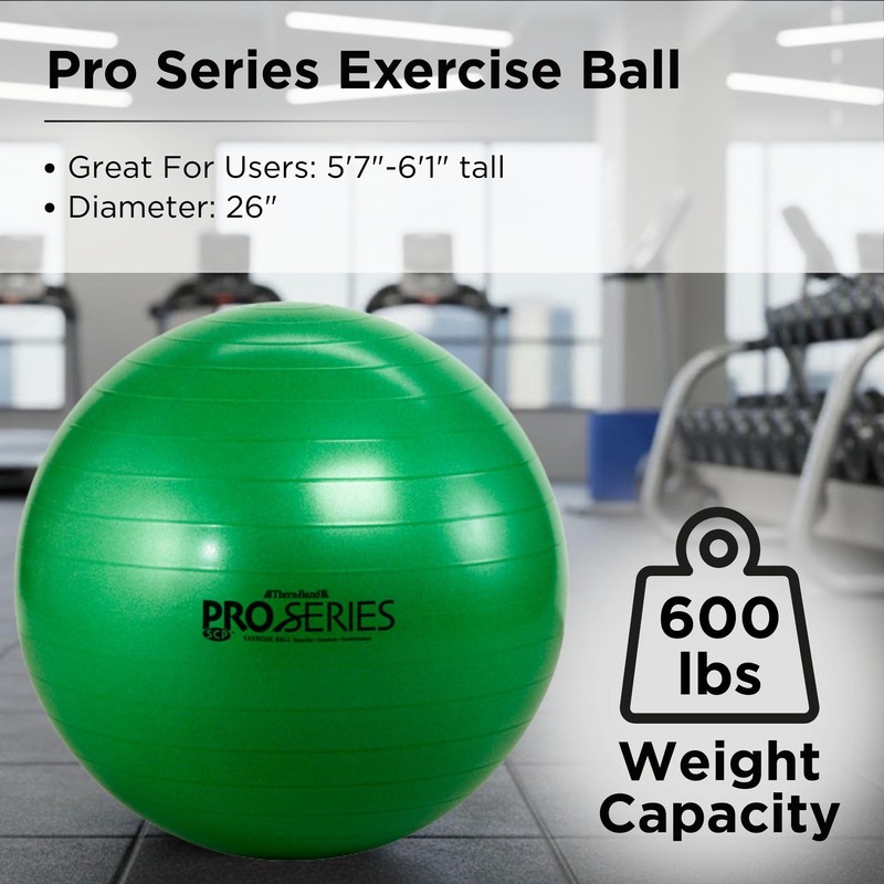 THERABAND Pro Series Exercise Ball, 26" Green Stability Ball for