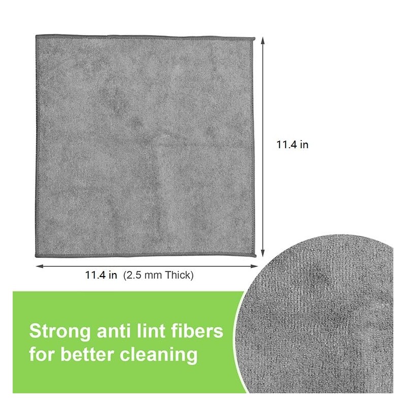 KyltoSynth Microfiber Cleaning Cloth, 3 Pcs Grey 11.4 inch x