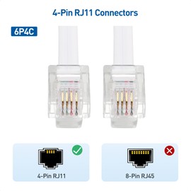 Cable Matters 2-Pack 3 m Telephone Cable RJ11 to RJ11 for Telephone, Internet DSL, ADSL Cable, Modem, ISDN Cable in White - 3 m