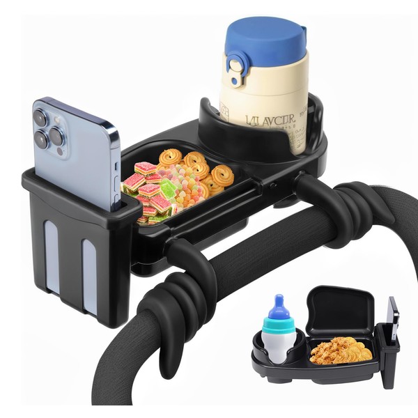 NOTEZMATE Stroller Snack Tray Universal,3 in 1 Universal Stroller Tray