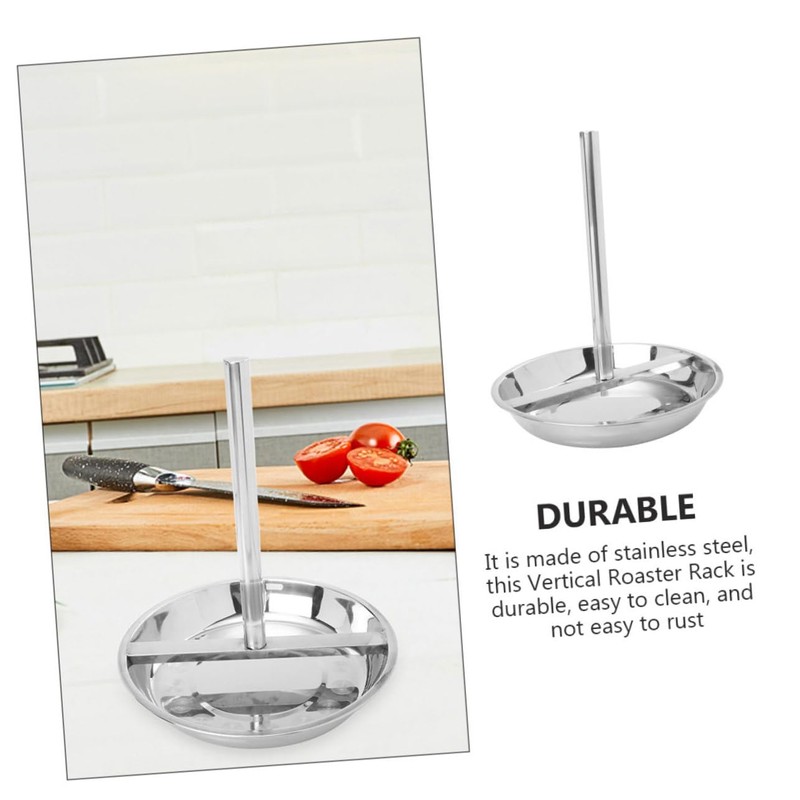 GRIRIW Stainless Steel Chicken Roaster Rack Ergonomic Design for Outdoor