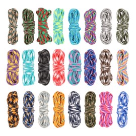 Hileyu 24 Pieces Coloured Rope Paracord Cord 550 Multifunctional Paracord Ropes Paracord Cord Parachute Cord 4 mm Parachute Cord Bracelet Kits Parachute Cord Bracelet Making Set
