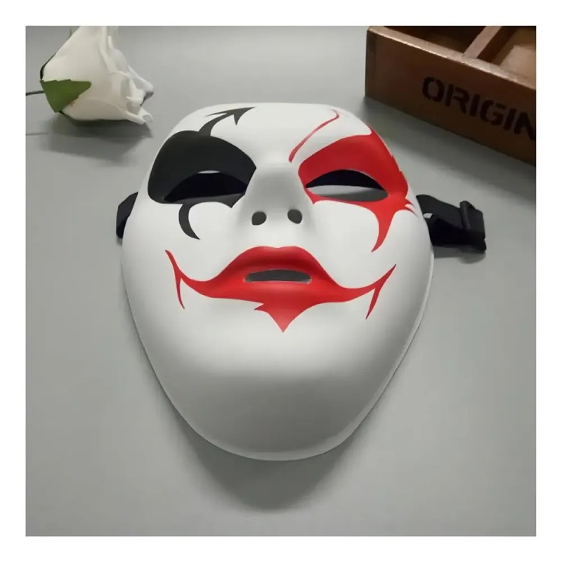 Máscara de Demonio Blanca para Halloween con Detalles Rojos