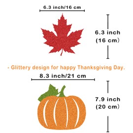 Simife Thanksgiving Decorations - Glittery Happy Fall and Give Thanks Banner Sign, Fall Leaves Garland for Thanksgiving Decor, Autumn Decor, Fall Decorations