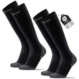 Effeet Compression Socks for Men & Women 20-30mmHg Support | Flight Socks with Cushioned Sole & Reinforced Toe | Knee High Socks for Running, Travel, Long Flights, Pregnancy