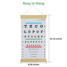 NOYOC Eye Charts for Eye Exams 10 Feet, Snellen Eye Chart with Wooden Frame for Wall Decor, 15x8 Inches Canvas Low Vision Eye Chart for Kids Gifts (1 Pack 10 Feet)