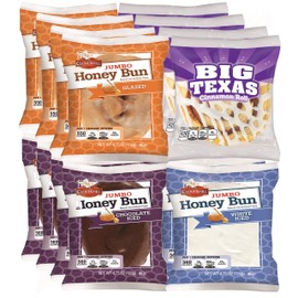 Cloverhill Bakery Ultimate Honey Bun Variety Pack: Includes Big Texas, Chocolate, Iced and Glazed, 16 Count