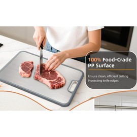 Titanium Cutting Board for Kitchen, Double Sided Cutting Boards for Meal Prep with Pure Titanium and Wheat Straw PP, Dishwasher Safe Chopping Board for Meat Vegetables Fruits, Large Size, 16”×11”