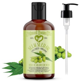 Neem Oil, 236ml, Organic, Cold-Pressed, Vitamin E & Essential Fatty Acids, Ideal for Moisturizing Skin, Hair Care. Natural Born Oils.