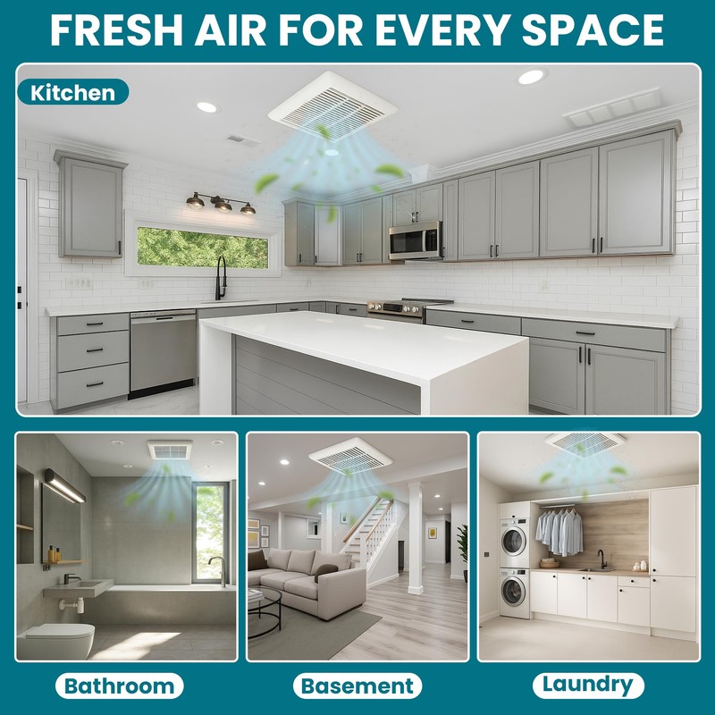 Harrier Hardware Bathroom Exhaust Fan 70 CFM Super Quiet 40dB