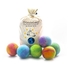Friendsheep Wool Dryer Balls, Organic Reusable Fabric Softener Alternative for Laundry, Handmade, Fair Trade, Hypoallergenic, Eco-Friendly, Plastic-Free (6 Pack XL - Galxy Tie Dye)