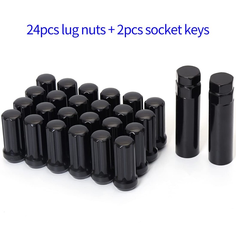 Acorn M14x1.5 Black Lug Nuts - 2" Tall, Set of