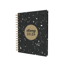 Collins Scandi Mid Year Diary Planner A5 Day To Page Academic Year 2024-25 - Black Terrazzo - Daily Journal for Students, Teachers on Recyled Paper - E-PW51M.TZBK-2425 - August 2024 to August 2025
