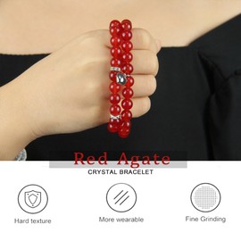 Healing Bracelets for Women - Carnelian Bracelet - Healing Prayers Crystal Bracelet, 8mm Natural Stone Stress Relief Yoga Beads Get Well Soon Gifts