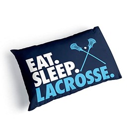 Eat Sleep Lacrosse Pillowcase | Guys Lacrosse Pillowcase Home Decor | Navy