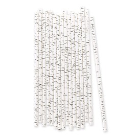 Birch Bark Love Print Paper Drinking Straw (Pack of 25)