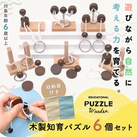 SALUDABLE Brain Teaser, 3D Puzzle, Educational Toy, Wooden, Elementary School Students, Adults, Brain Training, Elderly, Hand Play, 6 Types