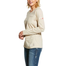 ARIAT Women's Flame Resistant Air Crew T-Shirt, Sand Heather, Large Regular
