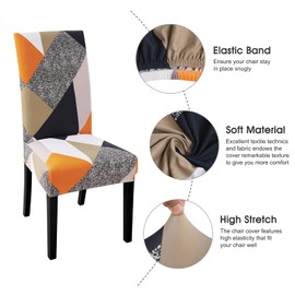 papasgix Stretch Chair Cover, 6 Pieces, Removable Washable Dining Chair Cover for Dining Room Wedding Bouquet Modern Hotel, Restaurant Decor, Orange