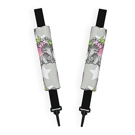 Harness Seat Belt Strap Covers Padded Universal New Reversible Set of 2 (Elephant/Grey)