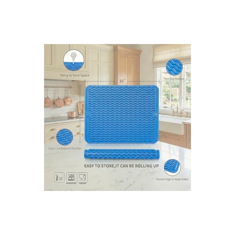 MicoYang Silicone Dish Drying Mat - Quick-Dry & Versatile Kitchen