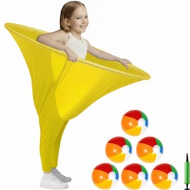 Yellow Granny Pants Toss Game - Bright Outdoor Party Game with 6 Bouncy Balls & Pump | Sunny Family & Team Building Backyard Fun