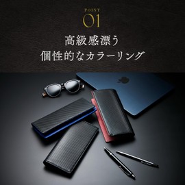 Grevio Men's Carbon Leather Long Wallet Coin Purse YKK Zipper 1000x Day Wallet Thin, multicolor (black / red)