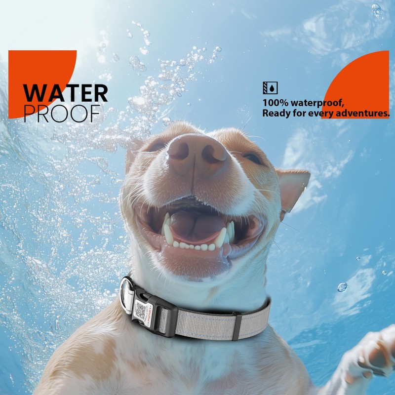 ilFindYou Reflective Dog Collars for Medium Dogs Soft Nylon Black-Gray