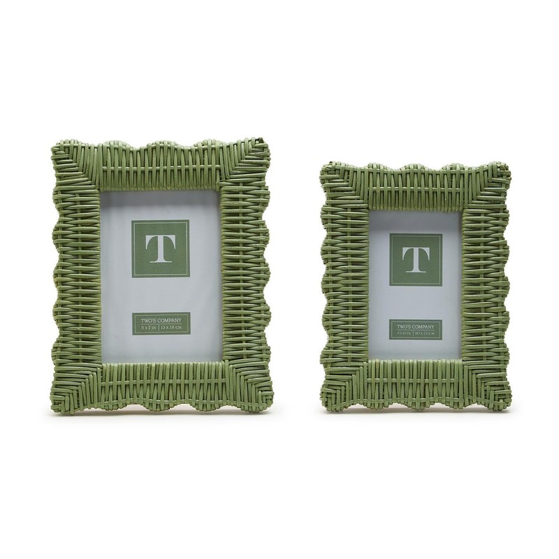 Generic Two's Company Green Wicker Weave Set of 2 Photo