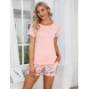 2 Piece Pajamas Shorts Set for Women Short Sleeve Sleepwears